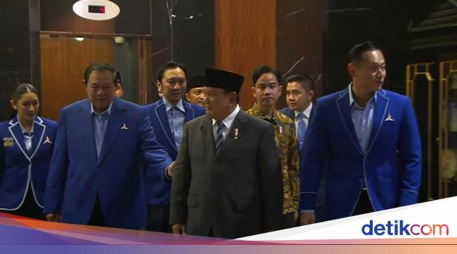 Prabowo dan Gibran Tiba di Penutupan Kongres Demokrat Bareng SBY-AHY