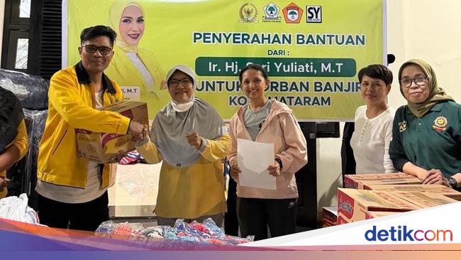 Legislator Sari Yuliati Sumbang Sembako untuk Korban Banjir di Kota Mataram